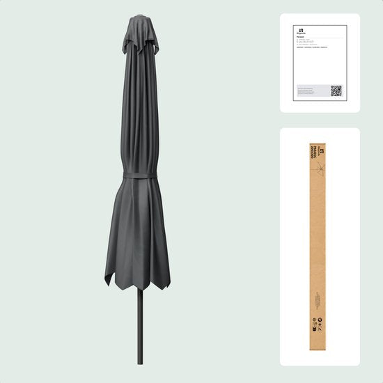 LifeGoods Parasol - Tuin - 200x300cm - 30° Kantelbaar - Waterdicht - UPF50+ - Donkergrijs