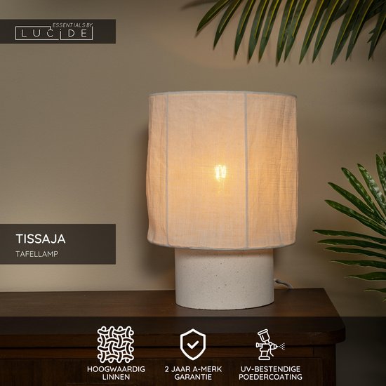 Lucide TISSAJA - Tafellamp - Ø 20 cm - 1xE14 - Wit | Essential