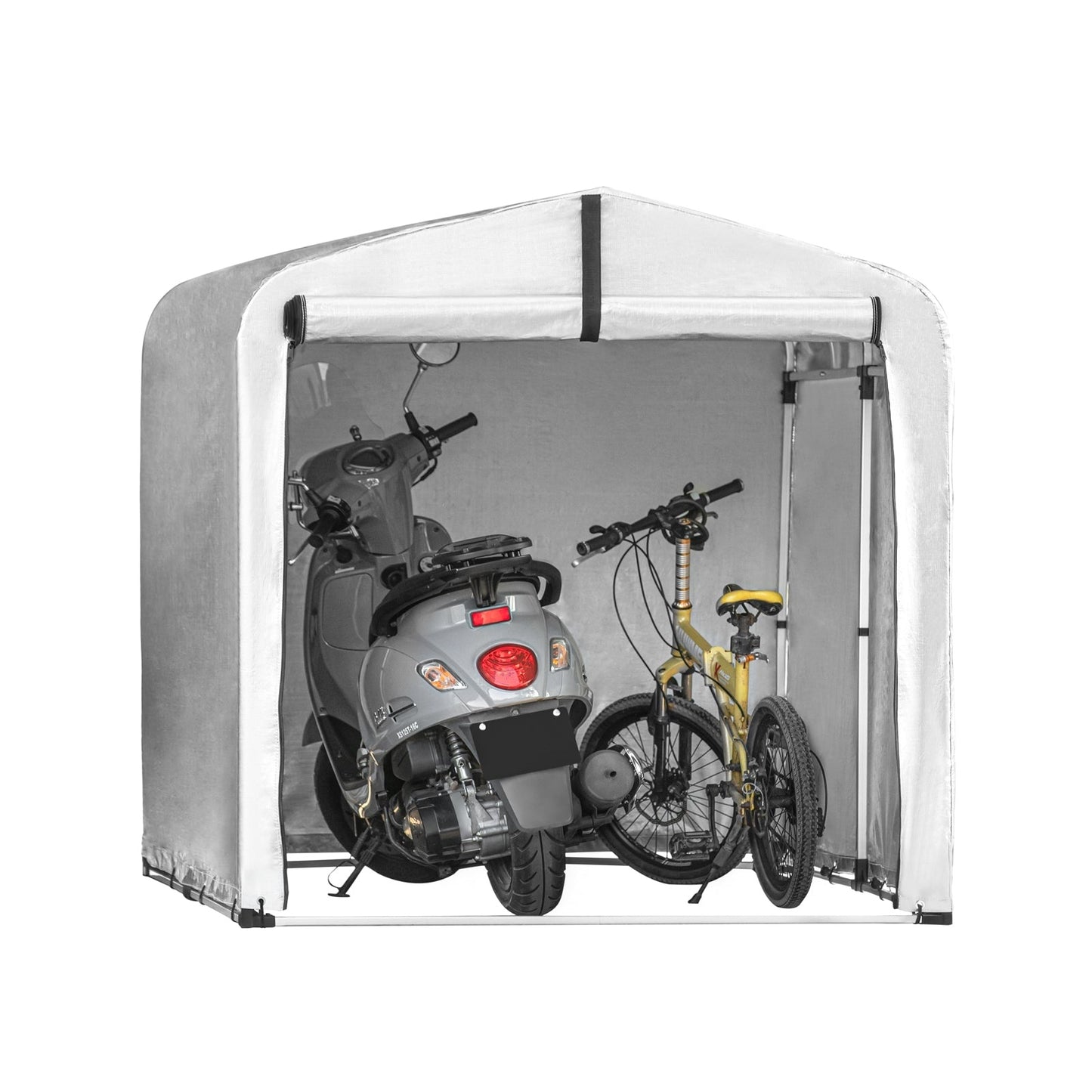 SoBuy Fietsberging KLS11-L - Aluminium Frame - Waterdicht - 159 x 219 x 165 cm - Wit