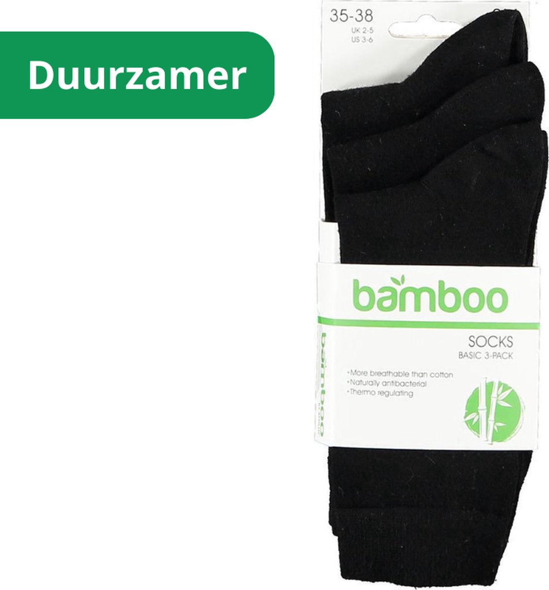 Apollo Bamboe Sokken 3-Pak - Zwart - Maat 43/46