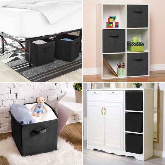 SWILIX ® Multifunctioneel Opbergmand / Opbergbox - kast organizer - 6 Stuks - 20 L - Zwart