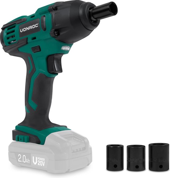 VONROC Accu slagmoersleutel 20V – 150Nm – Incl. 4 moerdoppen – Zonder accu & lader