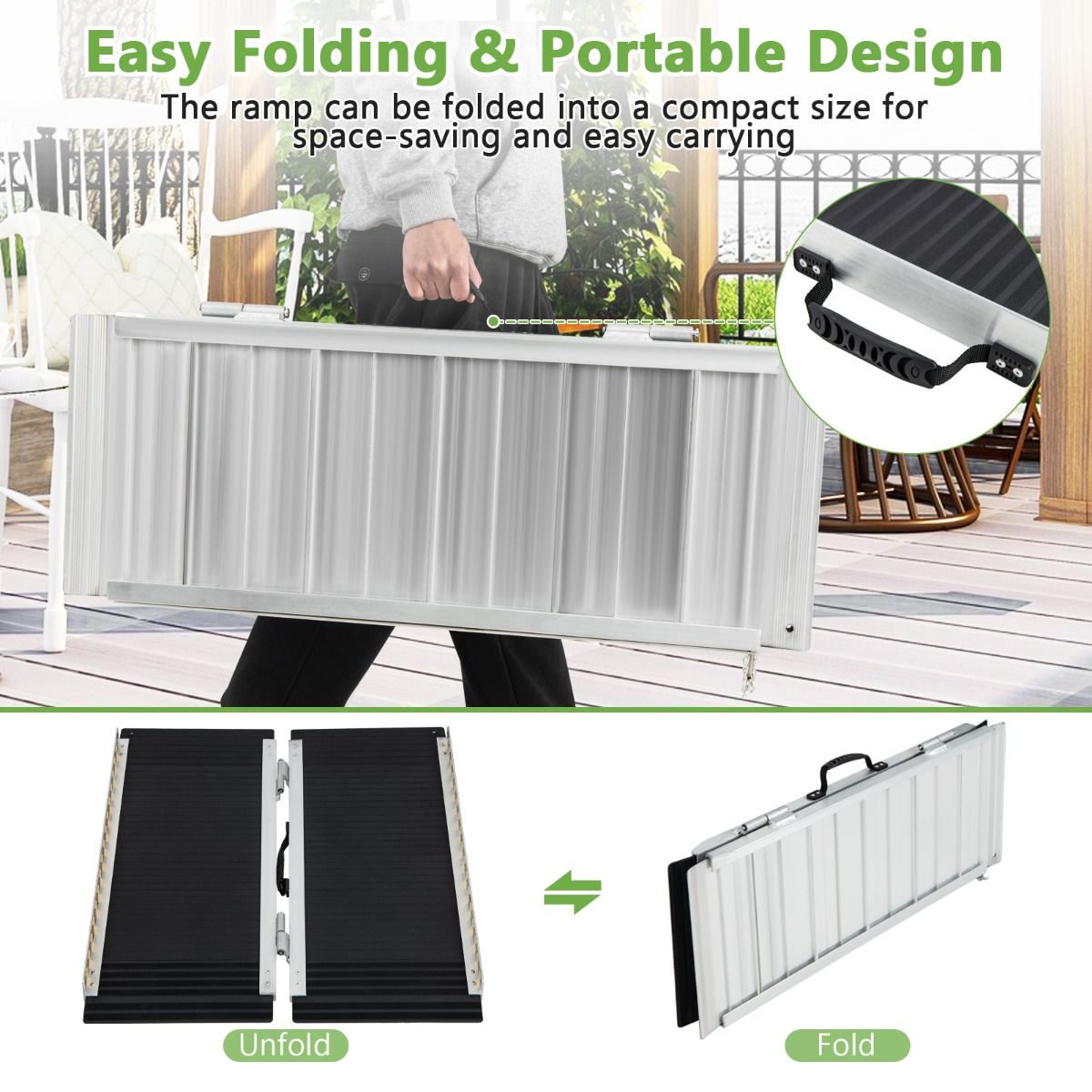 Coast Rolstoelhelling - Opvouwbaar en draagbaar - Antislip aluminium oprijplaat - 91 x 74 cm - Zwart
