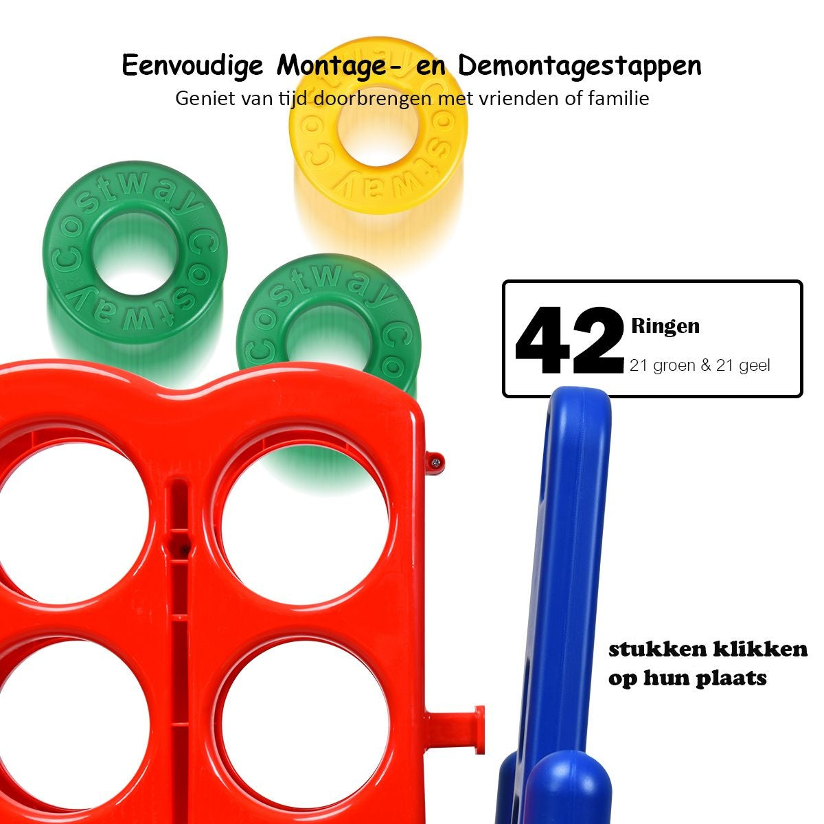 Coast 4-Op-Een-Rij Speelset - Met 42 Jumbo Ringen -120 x 42x 104cm - Rood