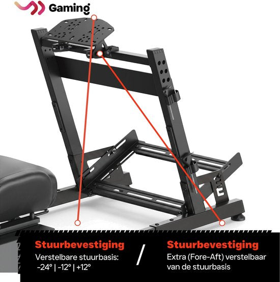 VDD Gaming Op Sim Racing Cockpit – Zwart op Zwart - Aluminium