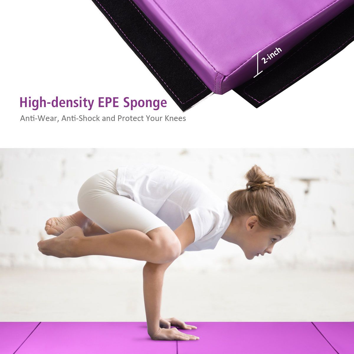 Coast Opvouwbare Fitnessmat - gymnastiekmat met handgrepen - klittenbandsluiting - paars 240 x 116 x 5 cm