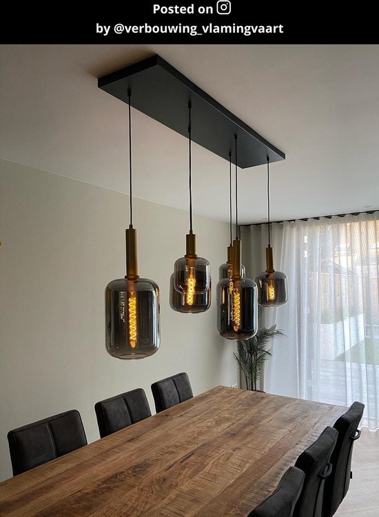 Lucide JOANET - Hanglamp - 2xE27 - Fumé
