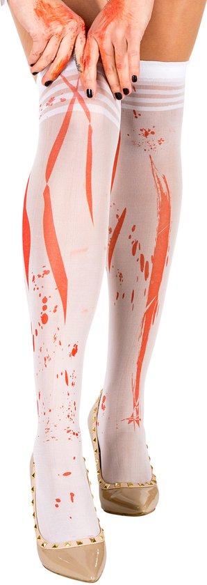 Dressforfun vrouwenkostuum sexy zombieverpleegster M - verkleedkleding kostuum halloween verkleden feestkleding carnavalskleding carnaval feestkledij partykleding - 300063