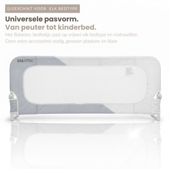 Babietec Bedhekje Verstelbaar Inklapbaar – Extra Lang 150cm – Bedrail – Boxspring – Uitvalbescherming – Bedrek - Donkergrijs