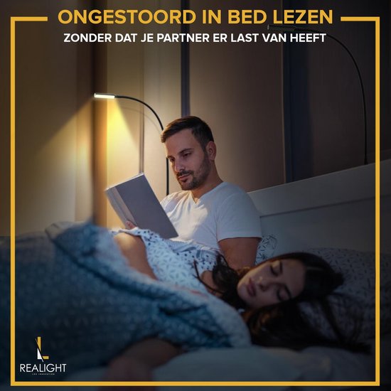 Realight Leeslampjes - 2 Stuks - Dimbaar - Touchbediening - 58 cm - 2700K - Zwart
