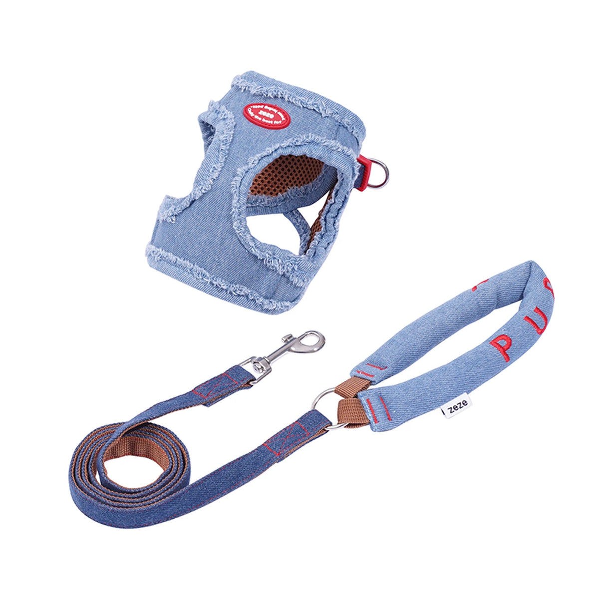Zeze Denim Hondentuig - Maat S - Borstomtrek 34–42 cm - Voor Kleine Honden van 2,5–5 kg