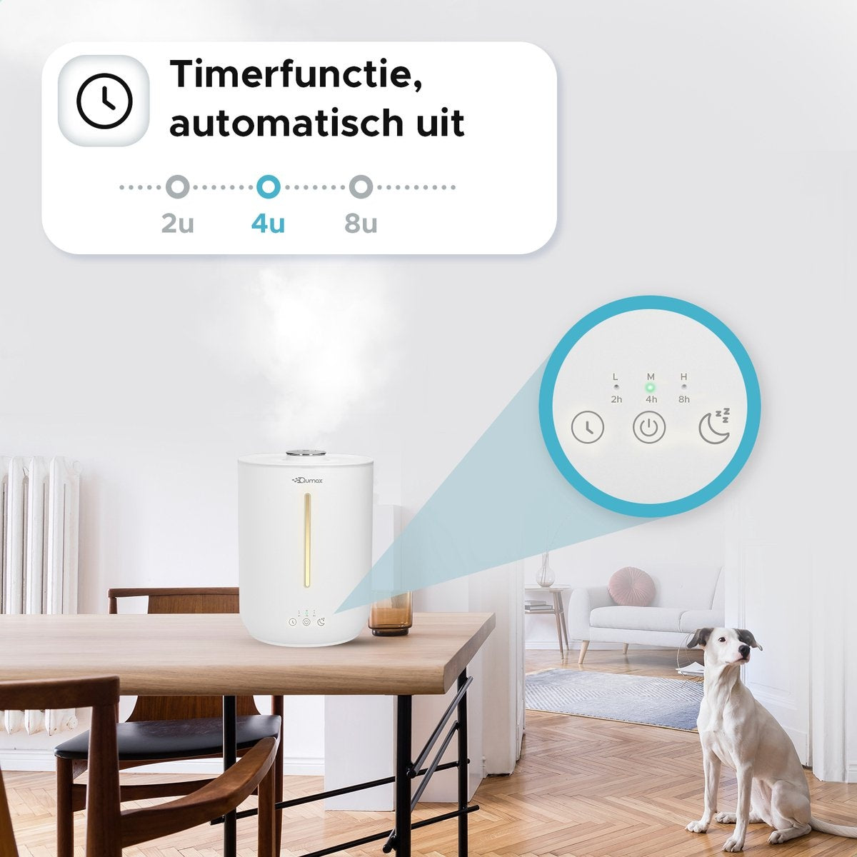 Qumax Luchtbevochtiger met Aromatherapie – Humidifier – Vernevelaar – Verschillende Standen – Stil Ontwerp – 2,8L