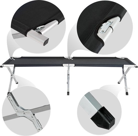 TecTake veldbed - xl veldbed 190 cm - Zwart - 401212