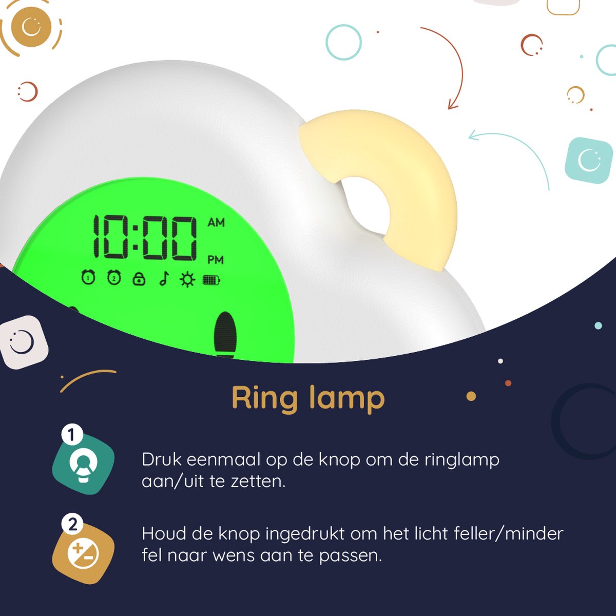 Numsy - Lou Slaaptrainer Kinderen - Kinderwekker met Nachtlampje - LED - 16 x 11 x 4 cm - 5W - Wolkje