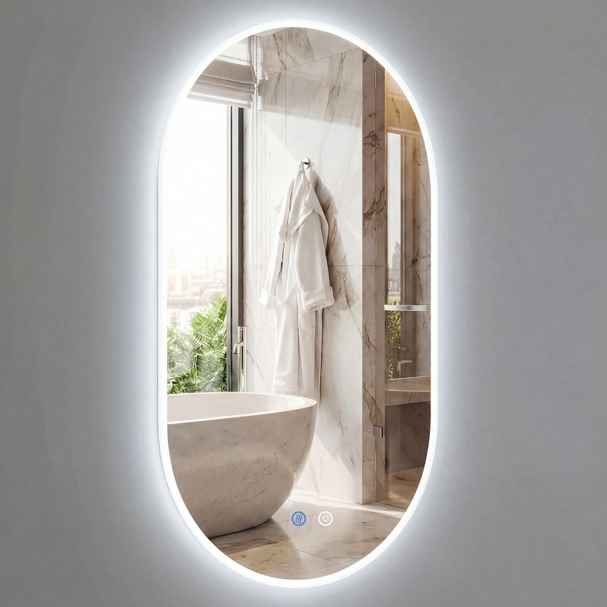 Coast Badkamerspiegel met LED-verlichting - anticondensfunctie - touchbediening - 90 x 55 cm - zilver