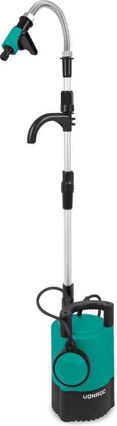 VONROC Regentonpomp 400W - 5200 lt/u – met droogloopbeveiliging – verstelbare vlotter - universele tuinslangkoppeling – 10 meter snoer