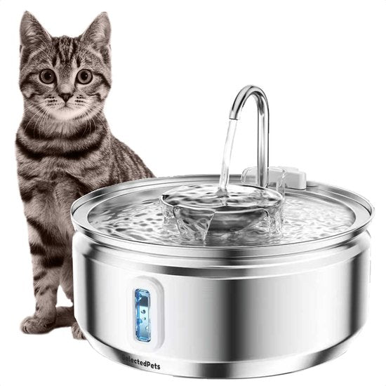 Selectedpets Drinkfontein kat RVS - Kattenfontein - Inclusief filter - 3.2L inhoud