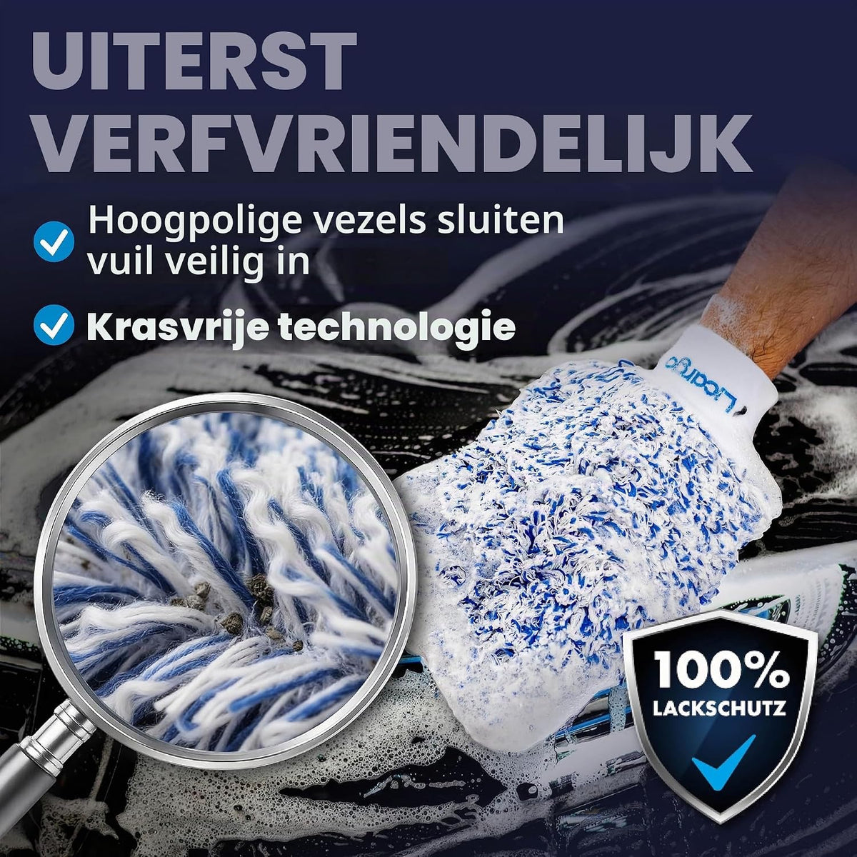 LICARGO Microvezel Autowashandschoenen - 2 Stuks - 23 x 19 cm - Wit