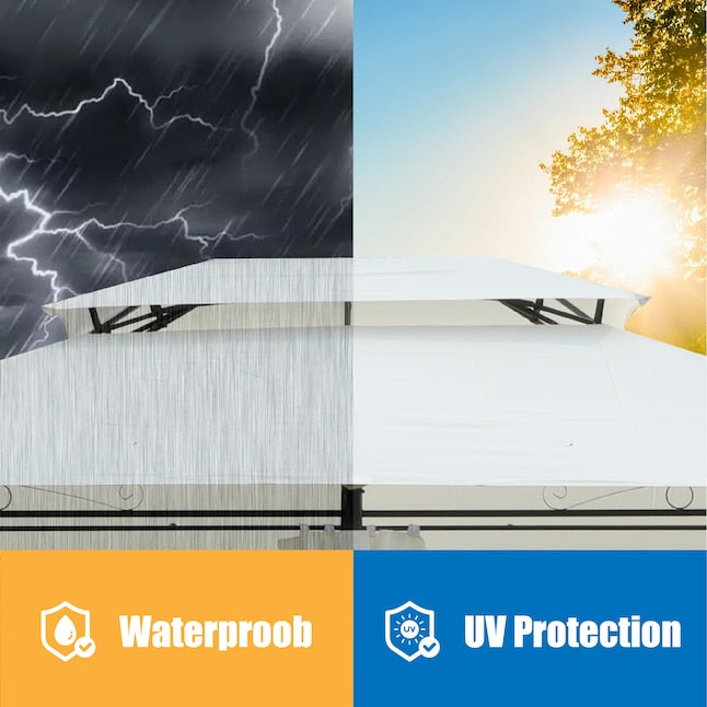 Kahomvis Paviljoen 13 x 10 ft – Waterafstotend – Dubbel Dak – Met Afneembare Zijwanden