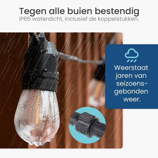 Gologi lichtsnoer buiten en binnen - Lichtslinger 10M - Tuinverlichting LED - Warme sfeerverlichting 2700K - Waterdicht - Smart verlichting met App - Koppelbaar tot 25M