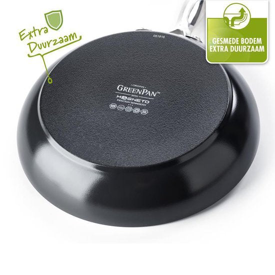 Greenpan Venice Pro Aluminium Koekenpan Ø 28cm – PFAS-vrij - Inductie – Ovenbestendig tot 220°C – Vaatwasserbestendig – Snelle opwarming – RVS handgrepen - Zwart