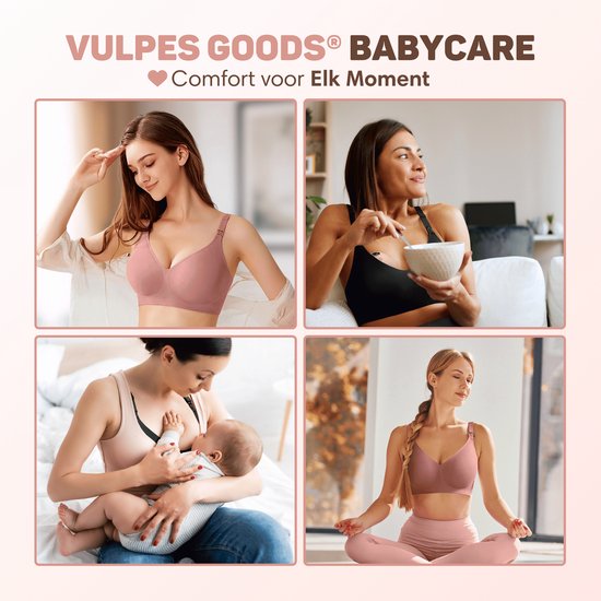 Vulpes Goods® BabyCare – Voedingsbh Zonder Beugels – Naadloos – Borstvoeding – Roze – Maat M
