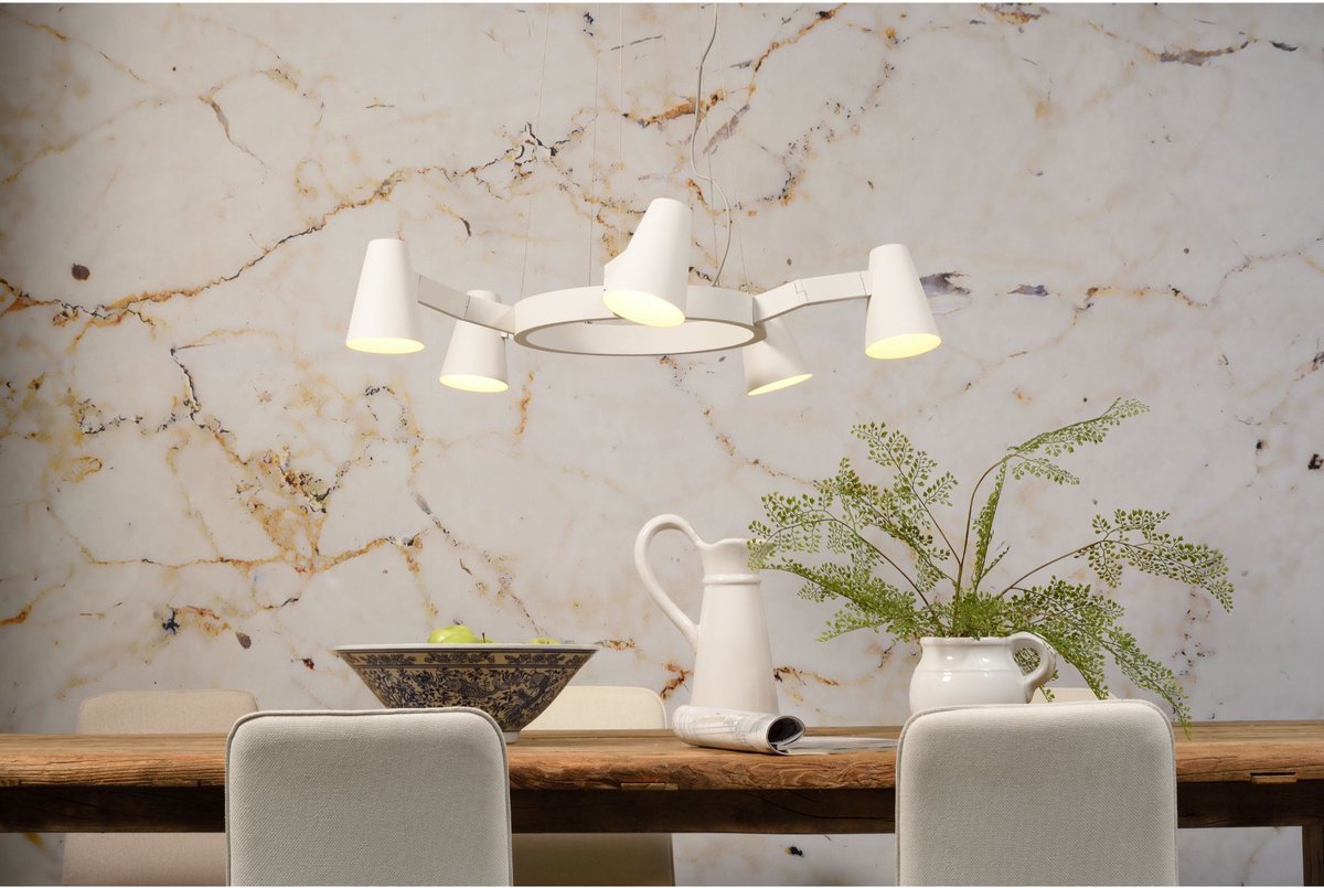 it's about RoMi Hanglamp Biarritz – Wit – Ø100 cm – 5-lichts – Moderne draaibare kroonluchter