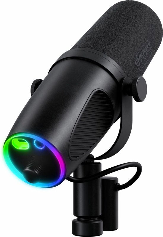 CHERRY XTRFY Ngale X - Microfoon - USB & XLR - Dynamisch - RGB - 2m Kabel - Zwart