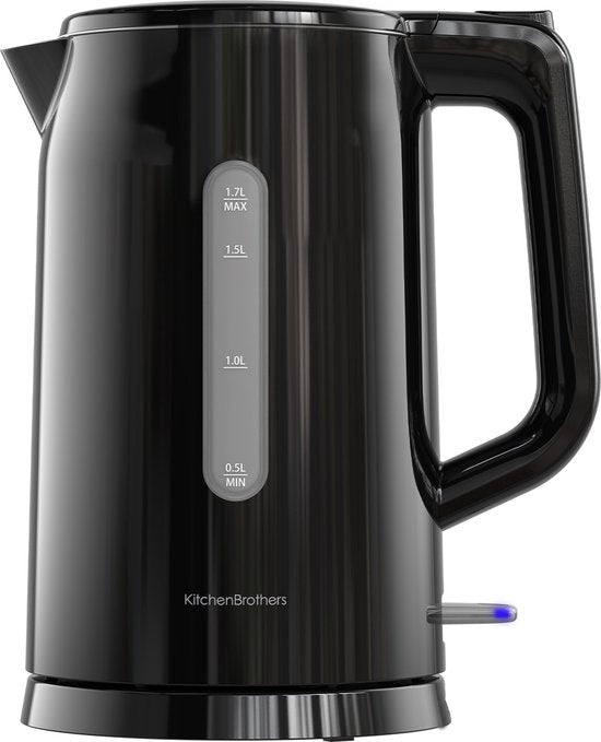 KitchenBrothers Waterkoker - Elektrisch - 1,7 Liter - Met Kalkfilter - Dubbelwandig - Cool-touch - Zwart