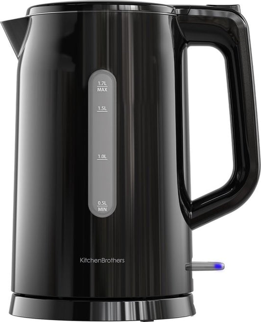 KitchenBrothers Waterkoker - Elektrisch - 1,7 Liter - Met Kalkfilter - Dubbelwandig - Cool-touch - Zwart