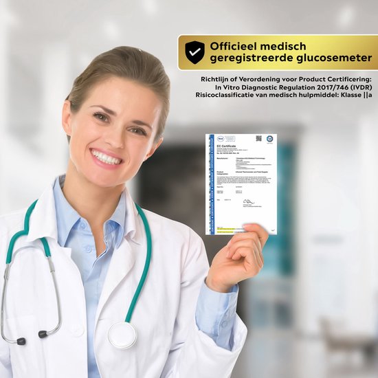 MostEssential Premium Glucosemeter Startpakket - Bloedsuikermeter - Bloedglucosemeter - Diabetes Meter - Alles in één set - Inclusief Opbergtas, Prikpen, 10 Teststrips & 10 Lancetten