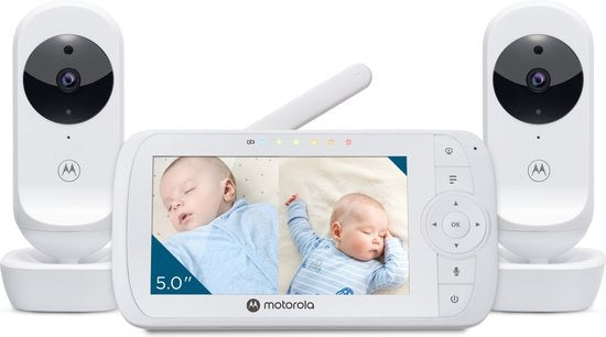 Motorola Nursery VM35-2 - Babyfoon met Ingebouwde Microfoon - 2 Cameras met Nachtvisie  - 5 Inch Scherm - Wit