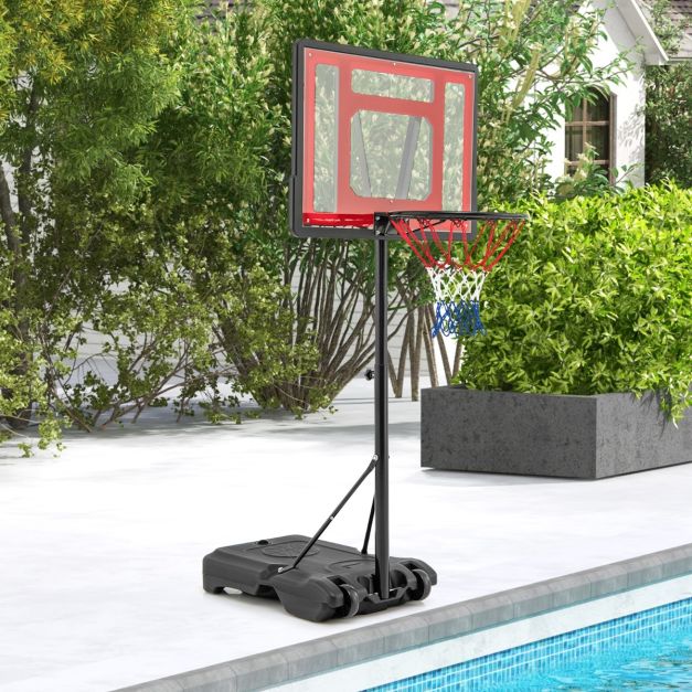 Coast Verstelbare Basketbalring voor Zwembad – 165-185 cm Hoog – Rood – Draagbare Basketbalstandaard voor Kinderen, Tieners en Volwassenen