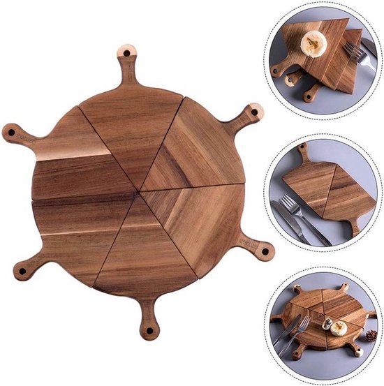 Ceruzo Luxe Pizza Serveerplankjes - 6 stuks - Samen een Pizzabord -Acacia hout
