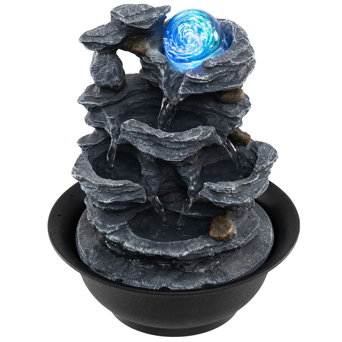 Coast Tafelwaterfontein - Waterval met rotslook - LED-verlichting - Zwart - 21,5 x 26 cm