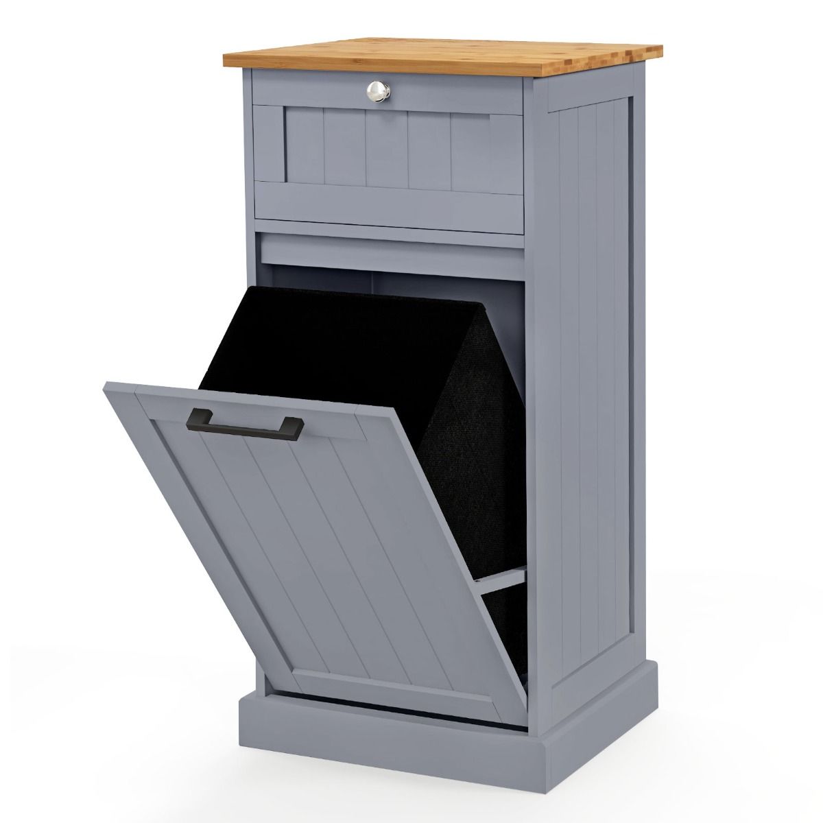 Coast Kledingkast met wasmand - lade en opbergruimte - bamboe en MDF - wit en naturel - 40 x 37 x 82 cm
