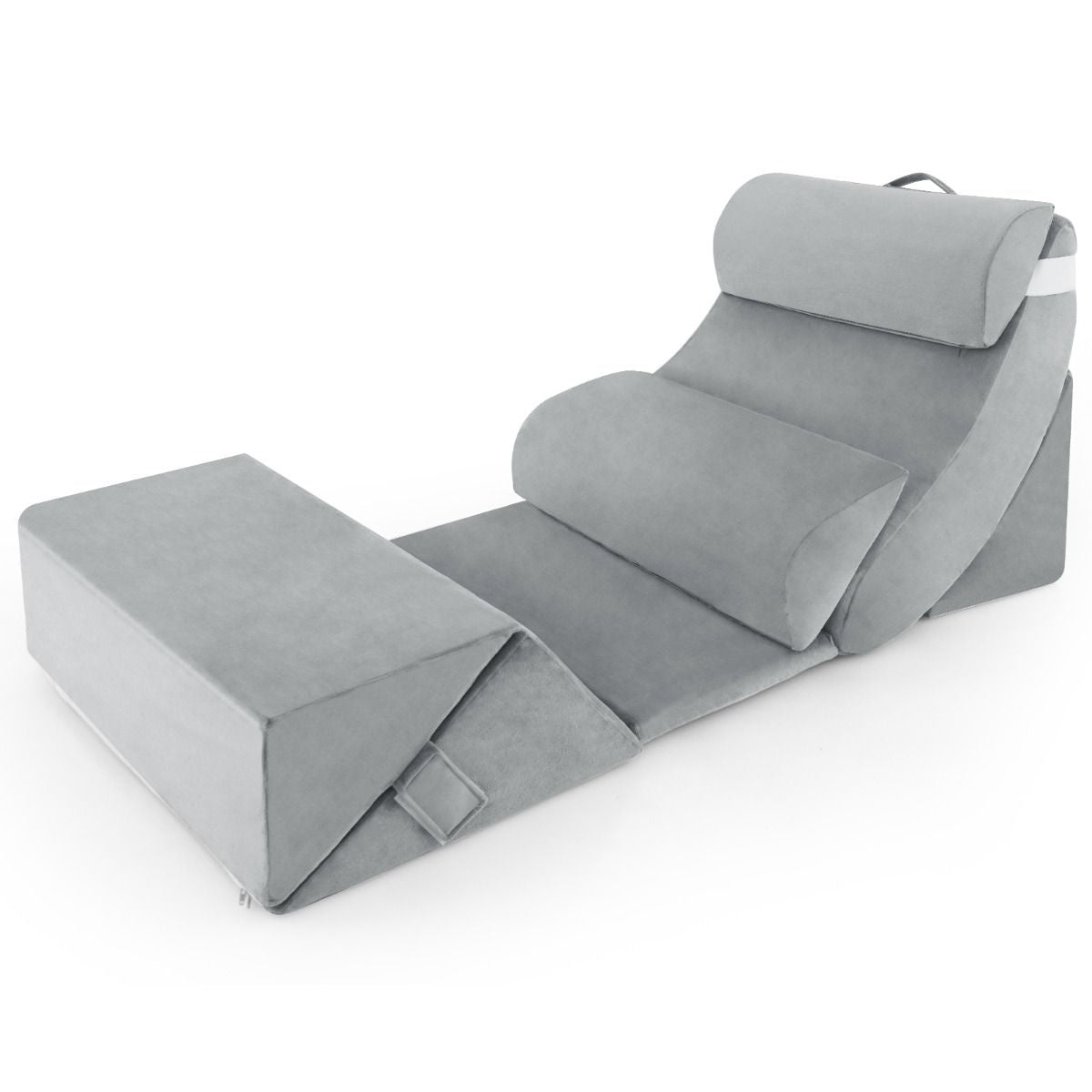 Coast Set van 7 Ergonomische Ligkussens - Traagschuim - Wasbare Hoes - 119 x 59 x 55 cm - Grijs
