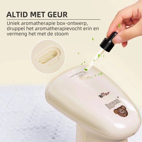 Bear Kledingstomer 1300W – Draagbare Handstomer met Aroma optie – 230ml Reservoir – Snelle Opwarming & Krachtige Stoom – Voor Alle Stoffen