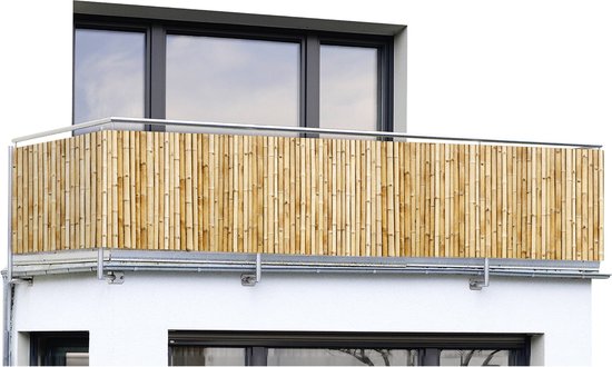 Balkon privacyscherm met bamboepatroon, 5 m x 85 cm