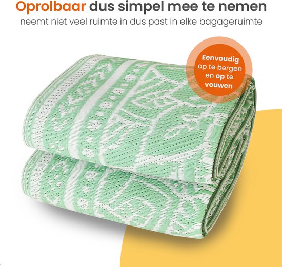 Goliving Buitenkleed Summer Flora - 183x290CM - Tuintapijt - Buitentapijt - Vloerkleed - Tuinkleed - Omkeerbaar - Incl. Draagtas - Groen/Wit
