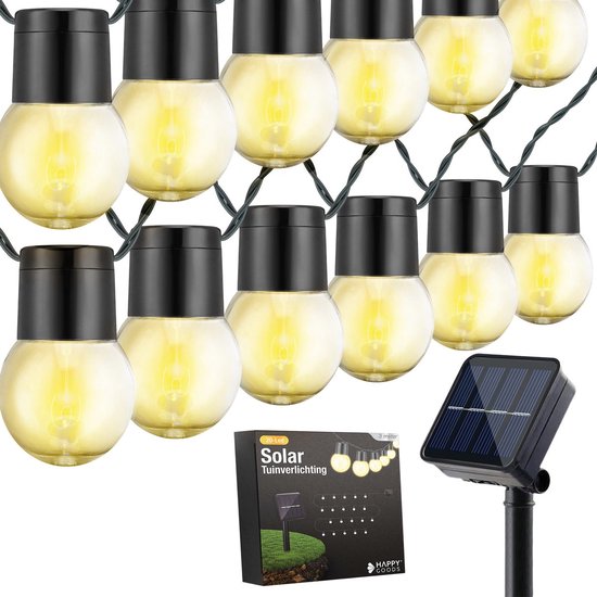 Happy Goods Solar Tuinverlichting op Zonneenergie - 20 LED Lichtsnoer Buiten - 3 m Verlicht + 2 m Snoer - Buitenverlichting Lichtslinger - Lichtsnoeren