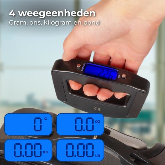 Nuvance - Digitale Kofferweegschaal - Bagageweegschaal tot 50 KG - Inclusief Batterijen - Bagageweger - Koffer Weegschaal met Digitaal Display - Hangweegschaal