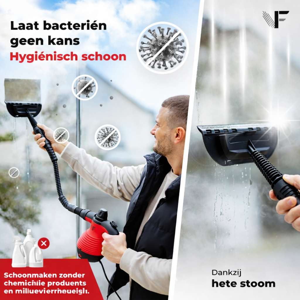 Neighbour's Friend handmatige stoomreiniger - Stoomregeling - Inclusief accessoires - 350 ml tank - Rood