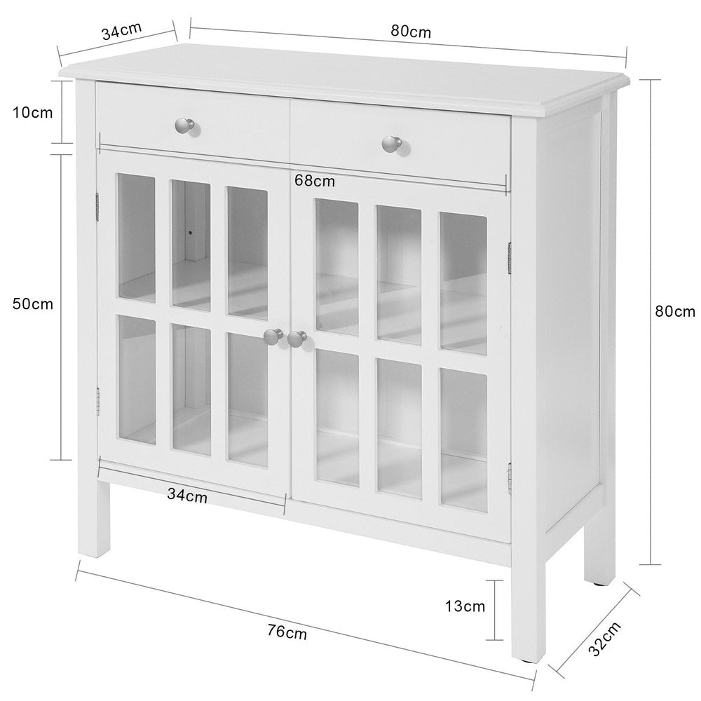 SoBuy FSB23-W Keukenkast met 2 Laden en 2 Deuren - Wit - 80x80x34 cm - Landelijk