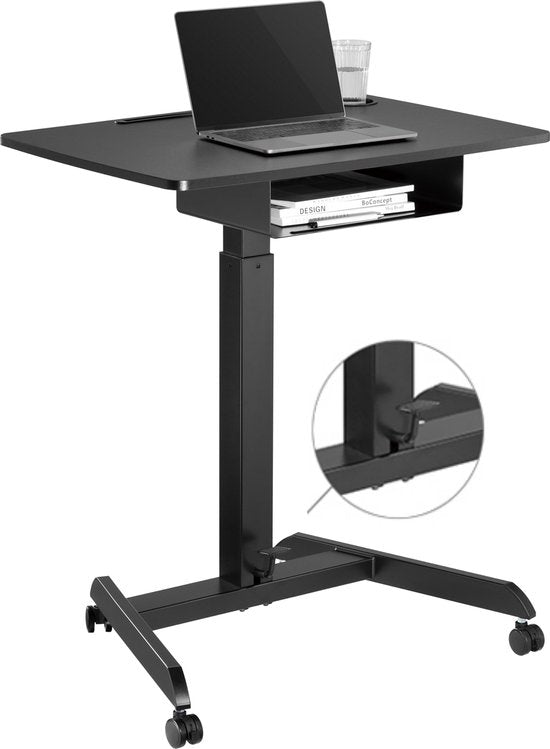 VDD Gaming - Bureau - Laptop Tafel - Zit Sta Bureau - Verrijdbaar - Workstation - Laptop Standaard - Bijzet Tafel op Wielen - Zwart
