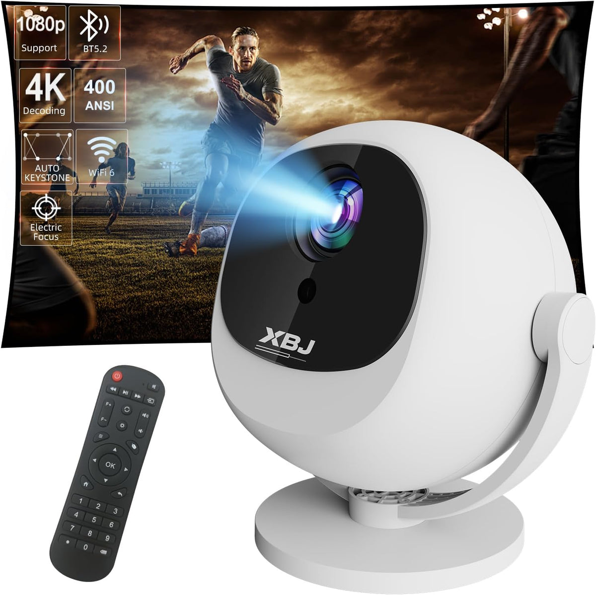XBJ 360° Projector - Full HD 1080p - 4K Compatibel - 900 ANSI Lumen - 200 Inch Beeld - WiFi & Bluetooth