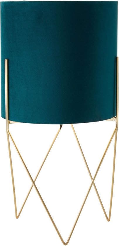 Brillant | Atami vloerlamp geborsteld messing/petrol | 1x A60, E27, 28W, geschikt voor normale lampen (niet meegeleverd)
