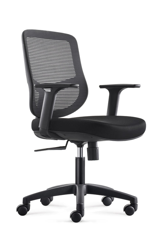 Bens 856-Eco-1 Ergonomische Bureaustoel – Zwart – Tot 130 kg – Verstelbare Rugleuning & Armsteunen – Comfortabel Kantoorstoeltje