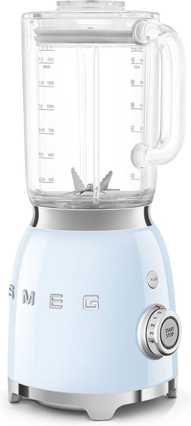 SMEG BLF03PBEU Blender - Smoothie Blender - 800W - 1,5L Tritan™ Kan - 4 Snelheden - Ice Crush & Smoothie Functie - '50s Style - Pastelblauw