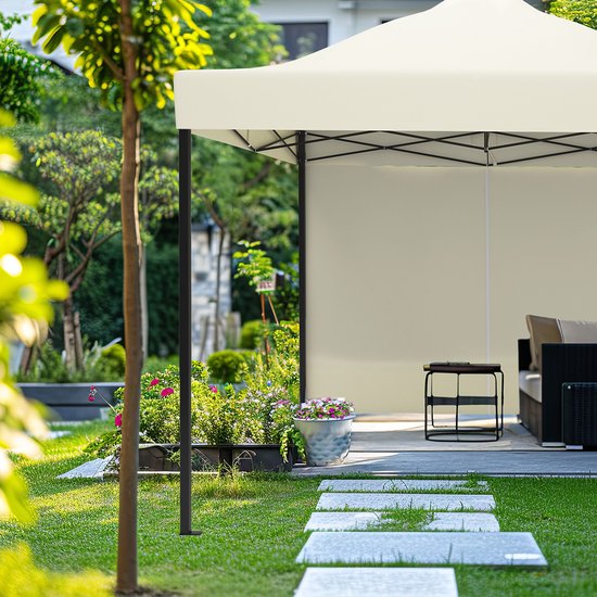 LifeGoods Partytent - Paviljoen - Easy Up - Opvouwbaar - Met Zijwanden - Waterdicht - Met Draagtas - 292 x 292 cm – Beige